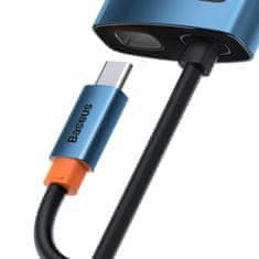 BASEUS Večnamenski 6 v 1 USB-C Power Delivery HUB 100W HDMI 4K 3xUSB 3.2 RJ45 modri