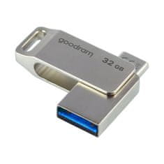 GoodRam Flash disk 32 GB dva USB 3.2 + USB-C OTG ODA3 srebrn