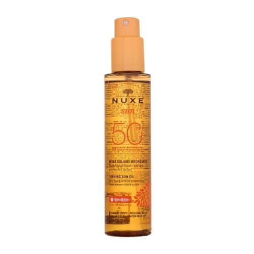 Nuxe Sun Tanning Sun Oil SPF50 vodoodporno olje za zaščito pred soncem proti temnim madežem in staranju kože 150 ml