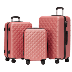 Rowex Izjemno trpežen potovalni kovček s ključavnico TSA Crystal, Rosegold, SET kovčkov (3 kosi)
