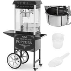 Royal Catering Profesionalni stroj za popcorn na vozičku z osvetlitvijo RETRO 88 l 1600 W črn