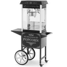Royal Catering Profesionalni stroj za popcorn na vozičku z osvetlitvijo RETRO 88 l 1600 W črn