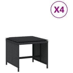 Vidaxl Vrtni stolčki z blazinami 4 kosi črni 41x41x36 cm poli ratan