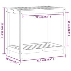 Vidaxl Miza za sajenje s polico bela 82,5x50x75 cm trdna borovina