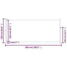 Vidaxl Zložljiva stranska tenda za teraso 220x500 cm krem