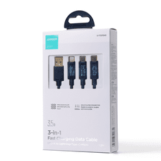 Joyroom Kabel 3v1 USB - USB-C / Lightning / micro USB 3,5 A 1,2 m modri