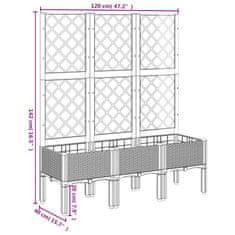 Vidaxl Cvetlično korito z oporno mrežo rjavo 120x40x142 cm PP