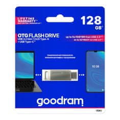 GoodRam Bliskovni disk 128 GB z dvema priključkoma USB 3.2 + USB-C OTG ODA3 srebrn