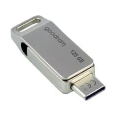 GoodRam Bliskovni disk 128 GB z dvema priključkoma USB 3.2 + USB-C OTG ODA3 srebrn