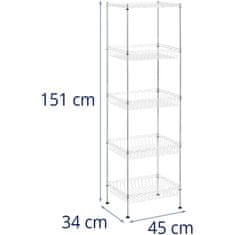 Noah Kovinsko žično stojalo za shranjevanje garderobe 5 košar 45 x 35 x 152 cm do 100 kg