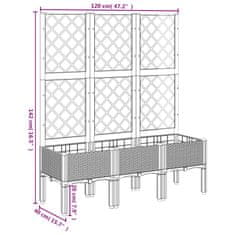 Vidaxl Cvetlično korito z oporno mrežo belo 120x40x142 cm PP