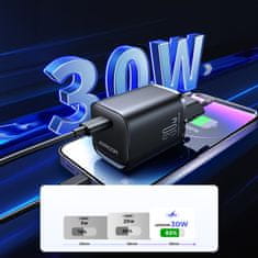 PRO 30W omrežni polnilec USB-C PD QC AFC FCP serije Speed črne barve