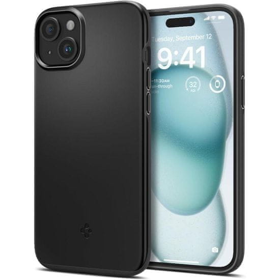 Spigen Zaščitni ovitek za iPhone 15 Thin Fit črn