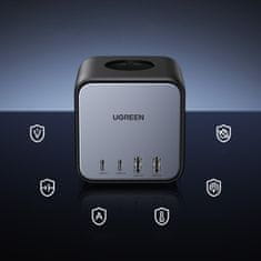 Ugreen AC 240V GaN napajalnik 2x USB-C 2x USB-A 3x AC 240V - črn