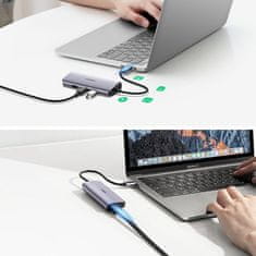 Ugreen Večnamenski HUB adapter razdelilnik USB-C - 3x USB Ethernet RJ-45 micro USB siva