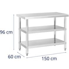 Royal Catering Delovna miza iz nerjavečega jekla 2 polici 100x60cm