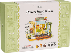 Robotime Rolife DIY House: kavarna Flowery Sweets &amp; Teas z LED osvetlitvijo