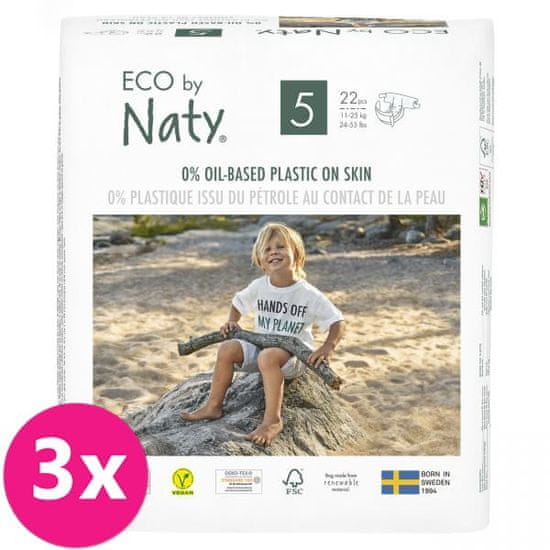 ECO by Naty 3x Plenice za enkratno uporabo 5 (11-25 kg) 22 kosov