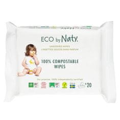 ECO by Naty 3x Sensitive Eco potovalni vlažilni robčki brez vonja 20 kosov