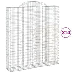 Vidaxl Obokane gabion košare 14 kos 200x50x220/240 cm pocinkano železo