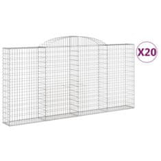 Vidaxl Obokane gabion košare 20 kosi 300x30x140/160cm pocinkano železo