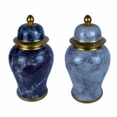 NEW Vrč DKD Home Decor Porcelan Modra Zlat Marmor Sodobna 17 x 17 x 32 cm (2 kosov)