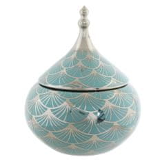 DKD Home Decor Tibor DKD Home Decor Porcelan Golden Turquoise White 18 x 18 x 22 cm Oriental Chromed