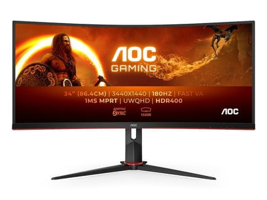 AOC CU34G2XP/BK LED gaming monitor, 86,4 cm (34), VA, WQHD, ukrivljen