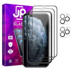 JP JP Full Pack Kaljeno steklo, 2x 3D steklo z aplikatorjem + 2x steklo na objektivu, iPhone 11 Pro