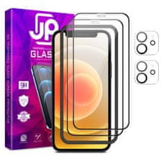 JP JP Full Pack Zaščitno kaljeno steklo, 2x 3D steklo z aplikatorjem + 2x steklo na objektivu, iPhone 12 Mini