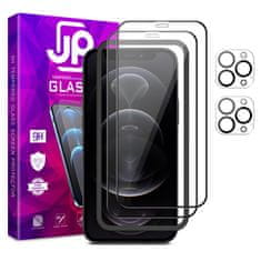 JP JP Full Pack Kaljeno steklo, 2x 3D steklo z aplikatorjem + 2x steklo na objektivu, iPhone 12 Pro MAX