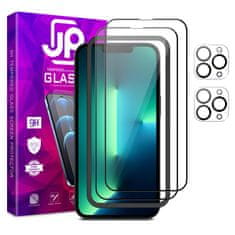 JP JP Full Pack Kaljeno steklo, 2x 3D steklo z aplikatorjem + 2x steklo na objektivu, iPhone 13 Pro