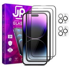 JP JP Full Pack Kaljeno steklo, 2x 3D steklo z aplikatorjem + 2x steklo na objektivu, iPhone 14 Pro