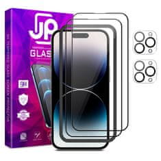 JP JP Full Pack Kaljeno steklo, 2x 3D steklo z aplikatorjem + 2x steklo na objektivu, iPhone 14 Pro MAX