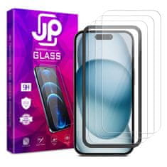 JP JP Long Pack Kaljeno steklo, 3 stekla za telefon z aplikatorjem, iPhone 15 Plus