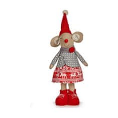 NEW Okrasna Figura Miška Vianoce 48 cm Bela Rdeča Siva Kremna