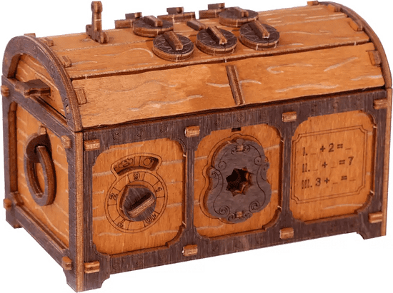 Wooden city 3D lesena sestavljanka soba pobega: Izogibanje uganki: skrinja z zakladom 165 kosov