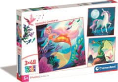 Clementoni Puzzle Fantastična bitja 3x48 kosov