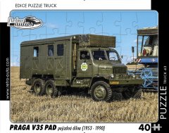 RETRO-AUTA Puzzle TRUCK št. 43 Praga V3S PAD mobilna delavnica (1953 - 1990) 40 kosov