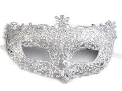 Karnevalska maska z bleščicami - srebrna