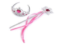 Karnevalski komplet / krona - ledena kraljica - roza roza
