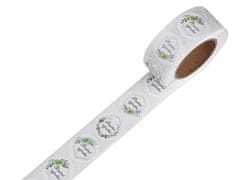Papirnate nalepke Handmade Ø25 mm - ročno izdelane bele zelene
