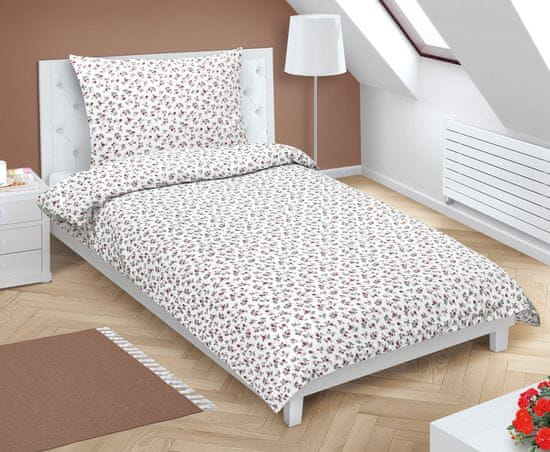 Bombažna posteljnina s hotelskim žepom - 140x200, 70x90 cm - Roza bela