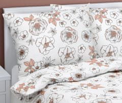 Bombažna posteljnina - 140x200, 70x90 cm - Cvetlična lososova