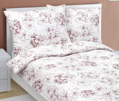 Bombažna posteljnina - 140x200, 70x90 cm - Cvetlična burgundska