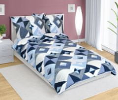 Bombažna posteljnina - 140x220, 70x90 cm - Geometrijsko modra