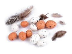 Okrasna prepeličja jajca za aranžiranje perja - naravna barva. bela