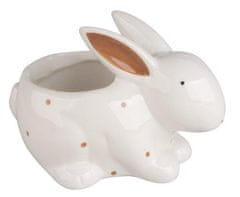 Zajec s keramičnim lončkom na stojalu 15,5 x 10 x 10 cm