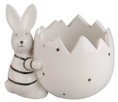 Zajec s keramičnim loncem na stojalu 13,5 x 10 x 11,5 cm