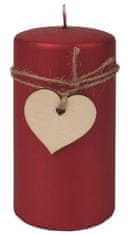 Rdeča sveča z lesenim srčnim cilindrom 7 x 14 cm, 48 ur